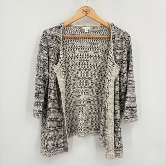 J. Jill purejill Open Cardigan, Size Small, Textured 3/4 Sleeve, Grannycore - Picture 2 of 10